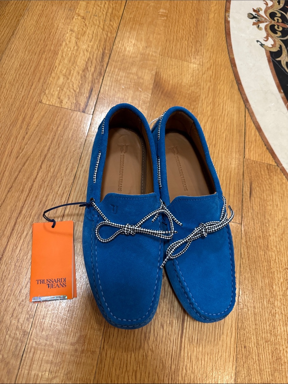Trussardi Royal Blue Suede Slip-On Driving Loafers